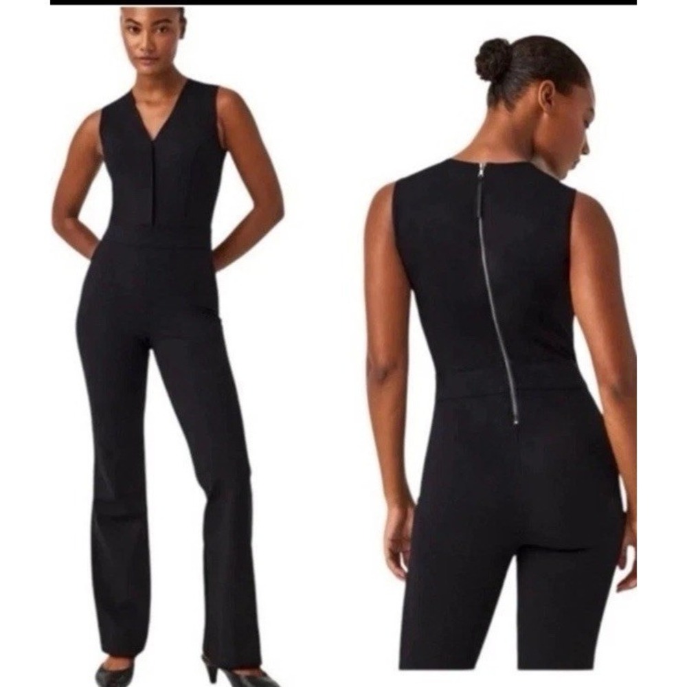 Spanx Ponte Perfect Sleeveless Jumpsuit Black Flare NWT Womens Sz Small Office